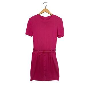 St. John Collection Marie Gray Knit Belted Dress Women’s Size 8 Hot Pink Fuschia